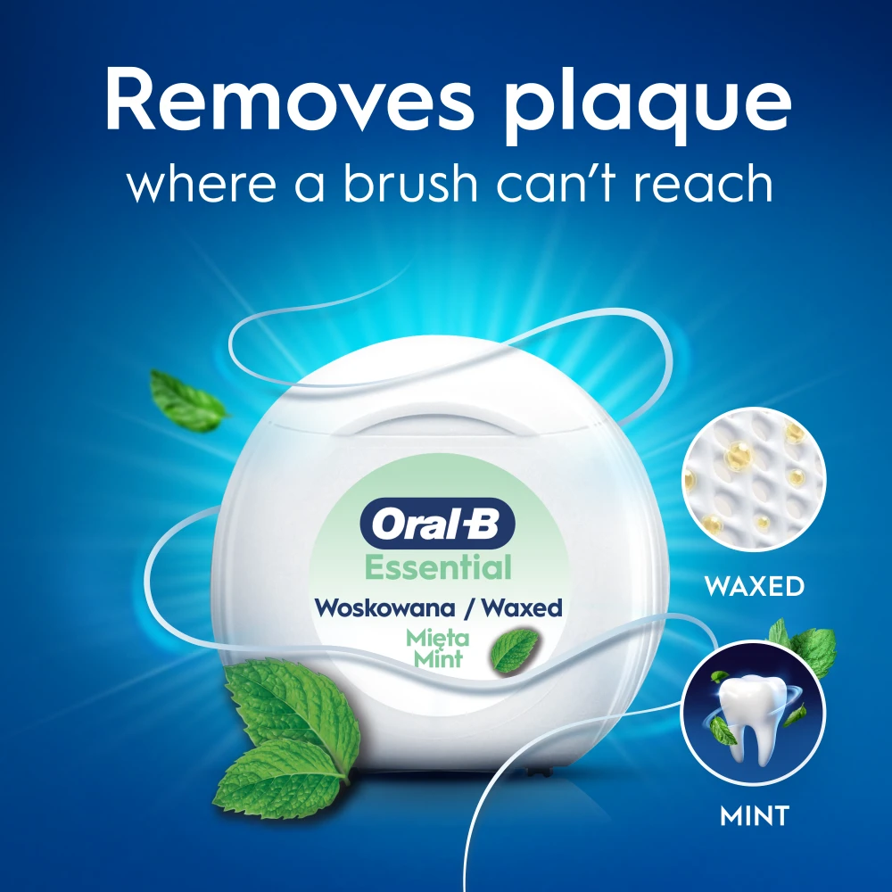 Oral-B Essential Mint Dantų Siūlas, Su Vašku, 50 m
