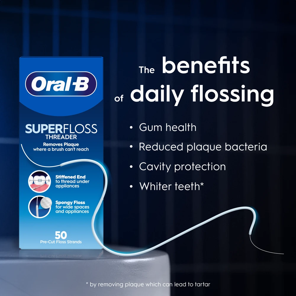 Oral-B Super Sukarpytas Dantų Siūlas, 50 vnt.