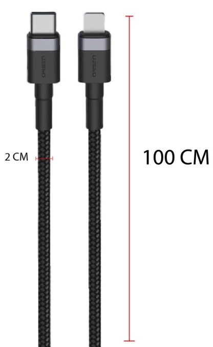 Orsen S51 Type C to Lightning 3A 1m juodas