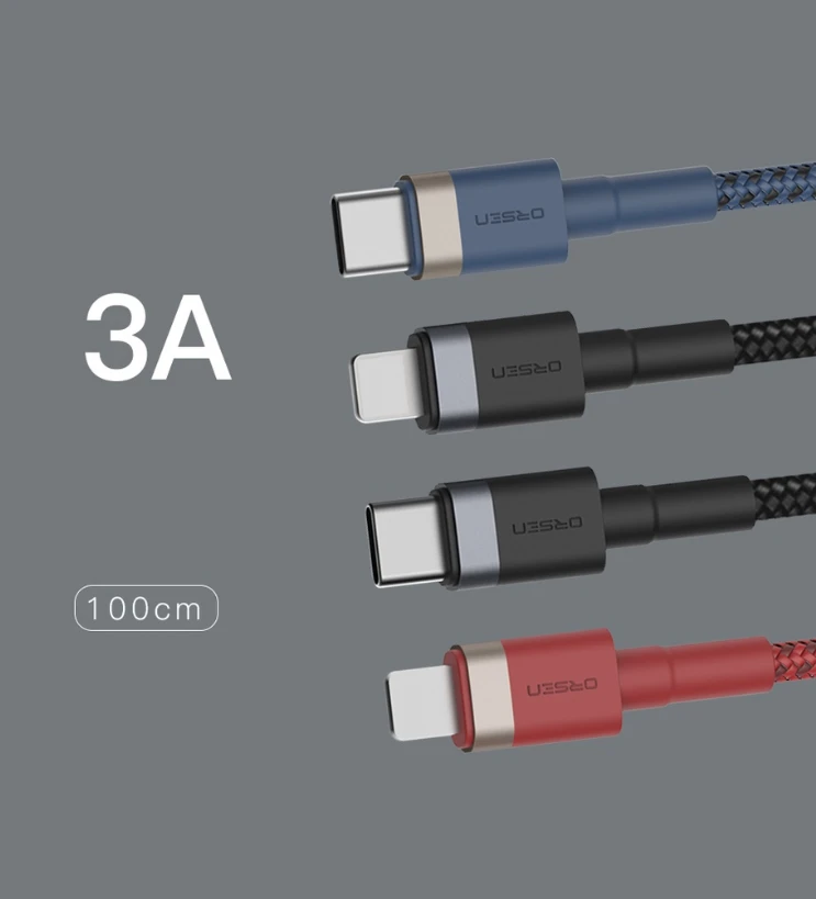 Orsen S51 C tipo į „Lightning“ 3A 1m mėlynas