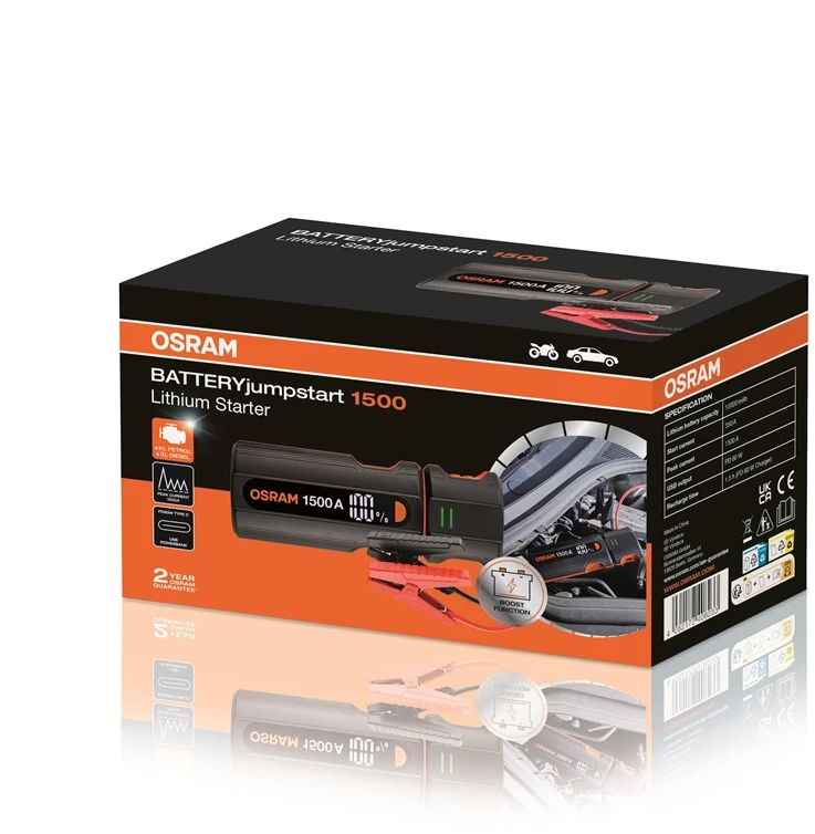 OSRAM Baterija jumpstart 1500 (OJS030), Automobilių užvedėjas, 1500 A 12000 mAh