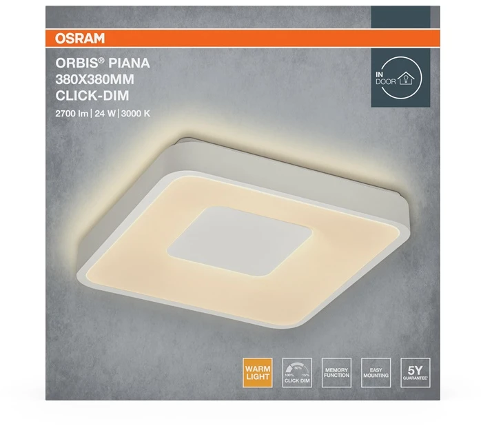 Lubinis šviestuvas Osram LED Ceiling Light. 24W. 3000K. 1450lm. Ø380. Baltas