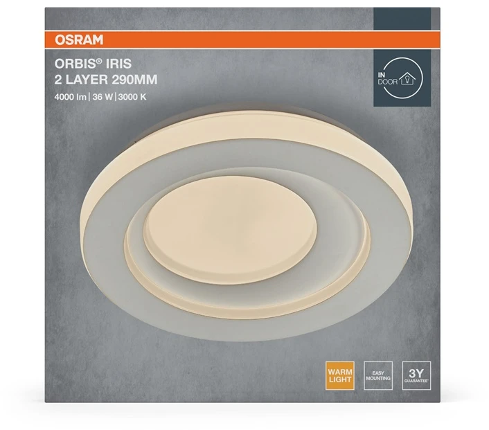 Lubinis šviestuvas Osram 36W LED paviršinis šviestuvas ORBIS IRIS, baltas, 3000K