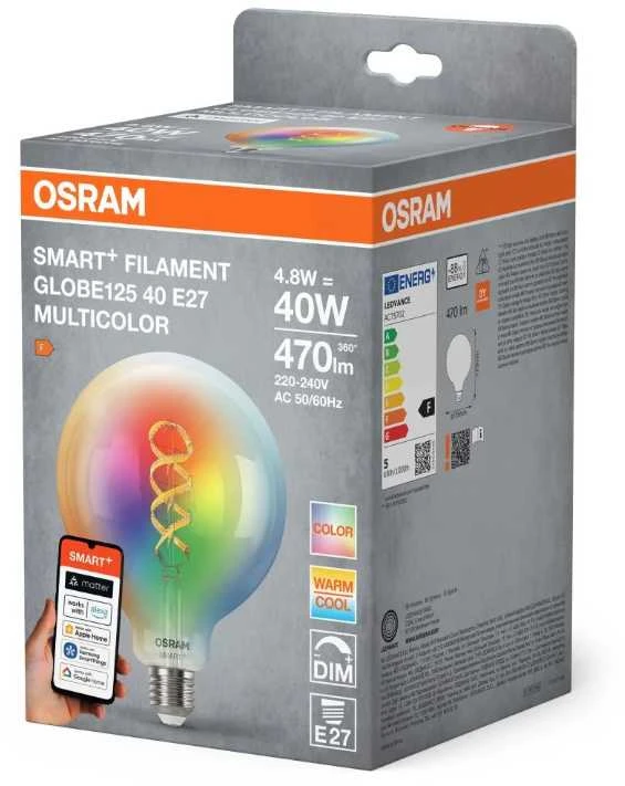 Osram LED LEMPUTĖ SMART+ E27 G125 RGBW FL 4.5W