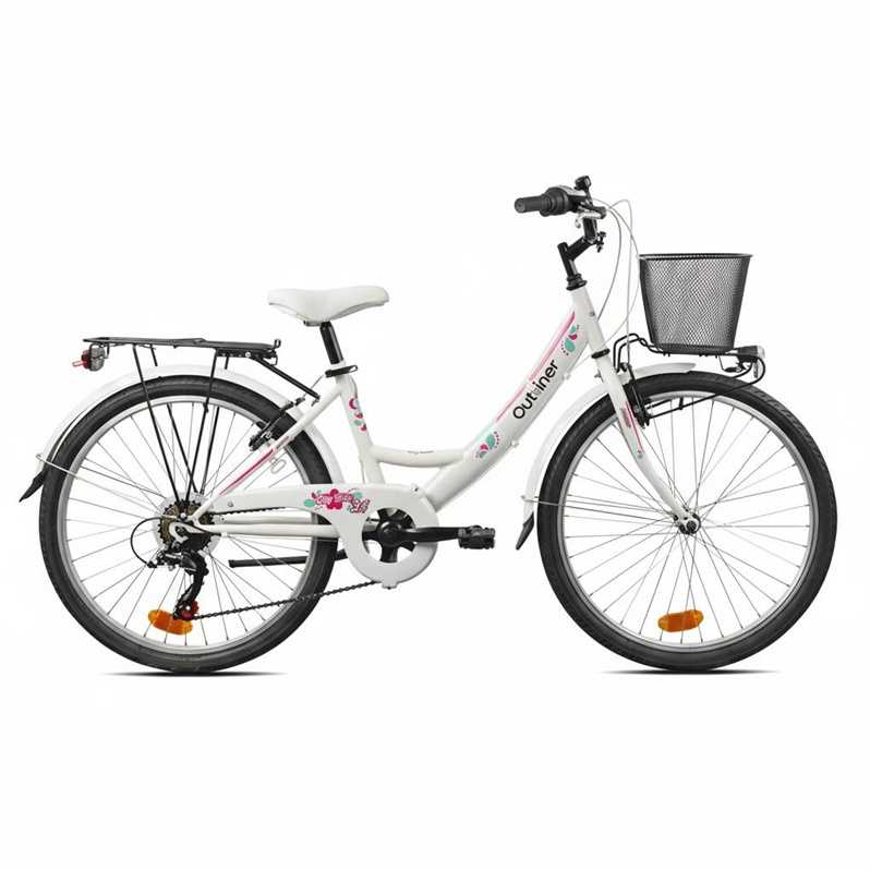 Dviratis miesto Outliner. 24 ". baltas/rožinis