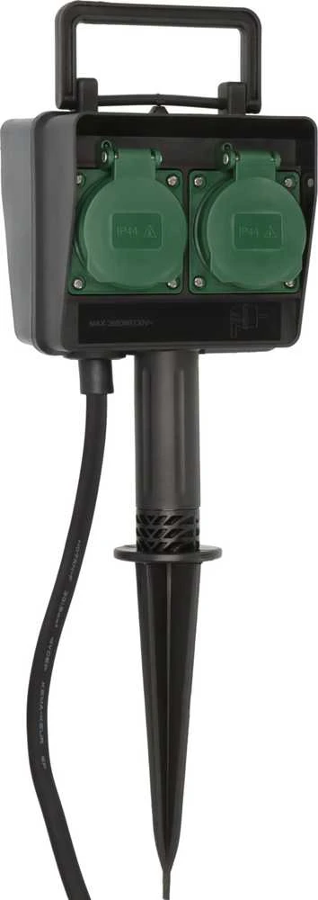 Brennenstuhl lauko prailgintuvas, 4xCEE 7/4, 1xCEE 7/7, 10m, įžeminimo smaigalys, IP44 , juodas / žalias 1154450 / GT-516