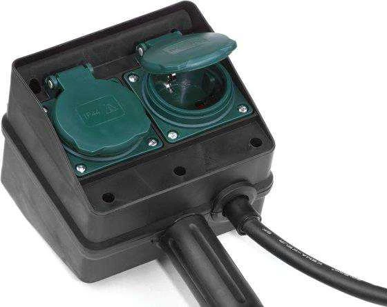 Brennenstuhl lauko prailgintuvas, 4xCEE 7/4, 1xCEE 7/7, 10m, įžeminimo smaigalys, IP44 , juodas / žalias 1154450 / GT-516