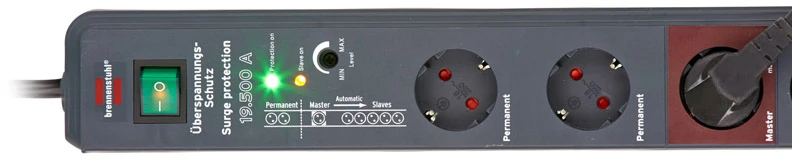Brennenstuhl Secure-Tec 19.500A, 8xCEE 7/4, 1xCEE 7/7, 3m, juodas 1159490936 / GT-636