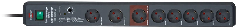 Brennenstuhl Secure-Tec 19.500A, 8xCEE 7/4, 1xCEE 7/7, 3m, juodas 1159490936 / GT-636