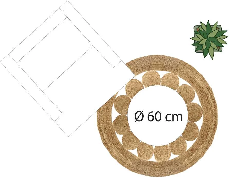 ATMOSPHERA Carpet Dekoratyvinis kilimas iš džiuto, Ø 120 cm, apvalus