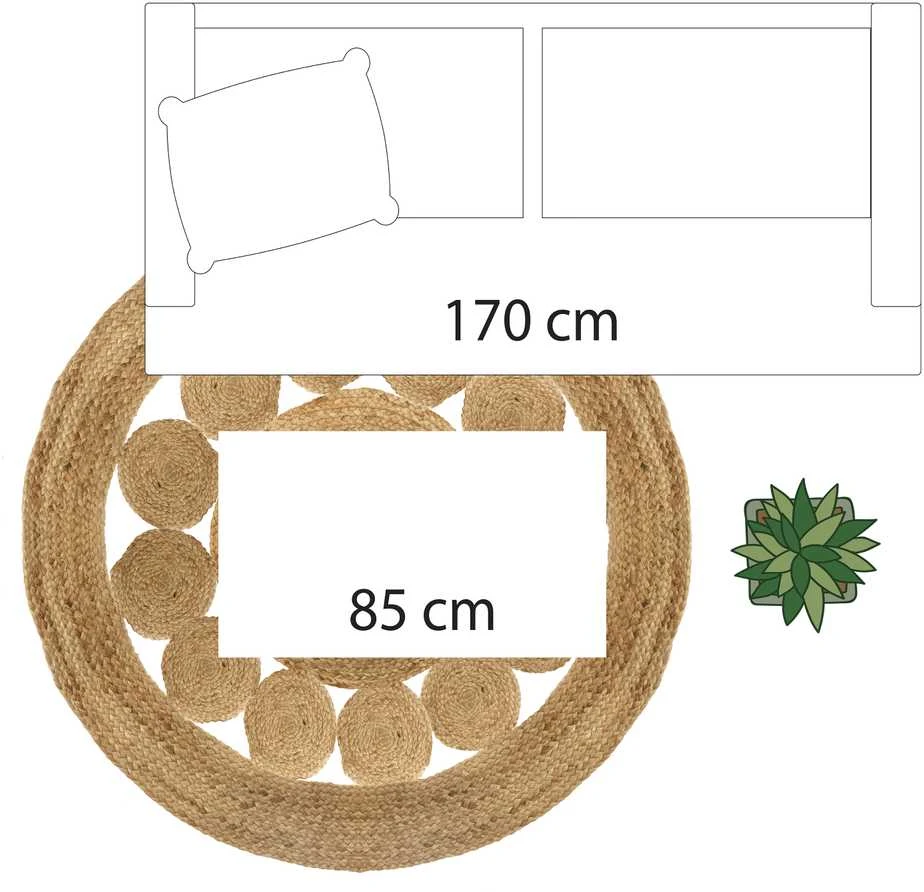 ATMOSPHERA Carpet Dekoratyvinis kilimas iš džiuto, Ø 120 cm, apvalus