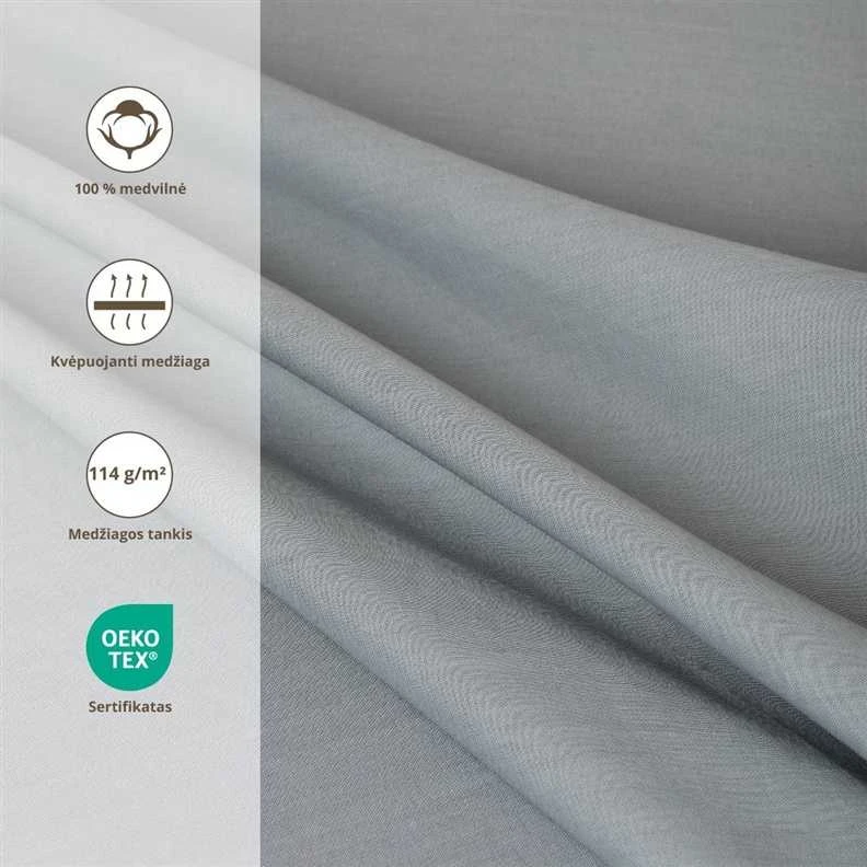 Domoletti FITTED SHEET COTTON 180X200+25 Pilkas