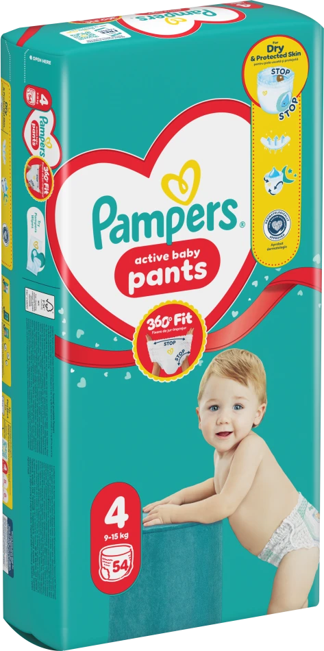 Pampers Active Baby Pants Sauskelnės, 4 Dydis, 54 vnt.