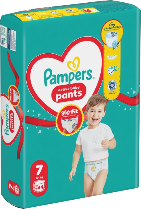 Pampers Active Baby Pants Sauskelnės, 7 Dydis, 44 vnt.