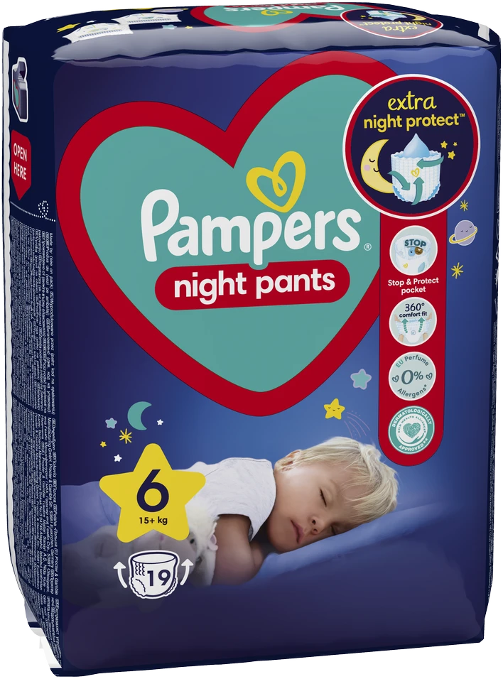 Pampers naktinės sauskelnės-kelnaitės, 6 Dydžio, 76 vnt., 15+ kg