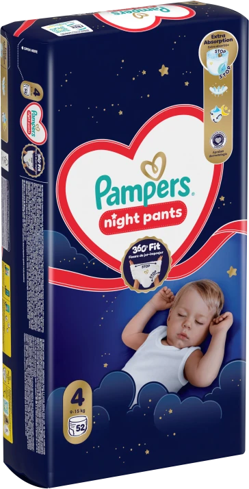 Pampers Night Pants Sauskelnės-Kelnaitės, 4, 52 vnt.