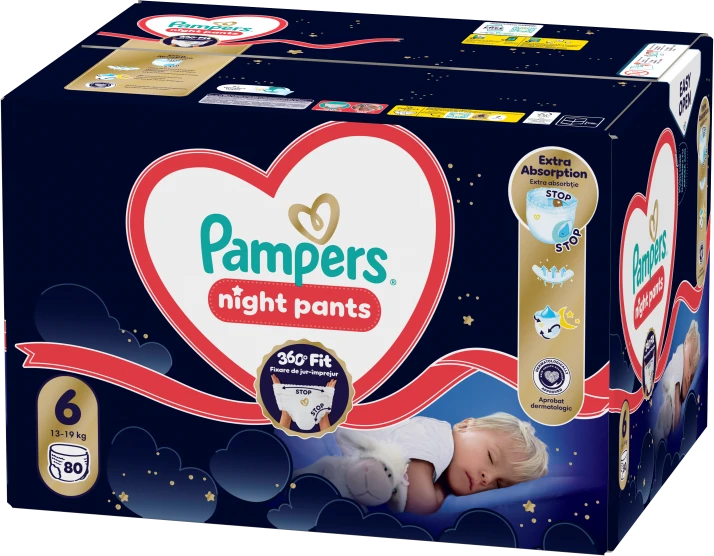 Pampers Night Pants Sauskelnės-Kelnaitės, 6, 80 vnt.