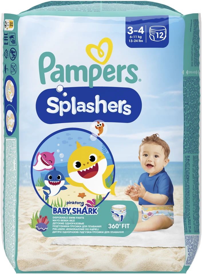 Sauskelnės-Kelnaitės PAMPERS Pants Splashers, 3 dydis 6 - 11 kg, 12 vnt.