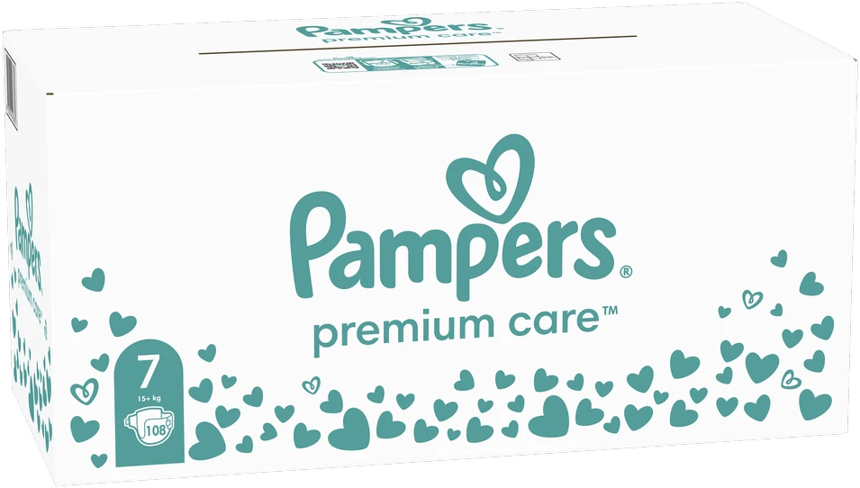 Sauskelnės Pampers Premium Care Tape, 7 dydis, 15+ kg, 108 vnt.
