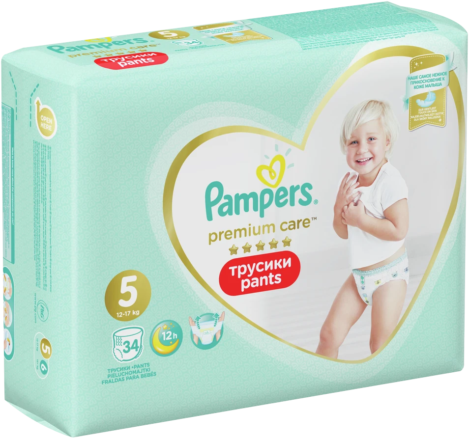 Sauskelnės-Kelnaitės PAMPERS Premium Care Pants, Value Pack, 5 dydis (12-17kg), 34 vnt.