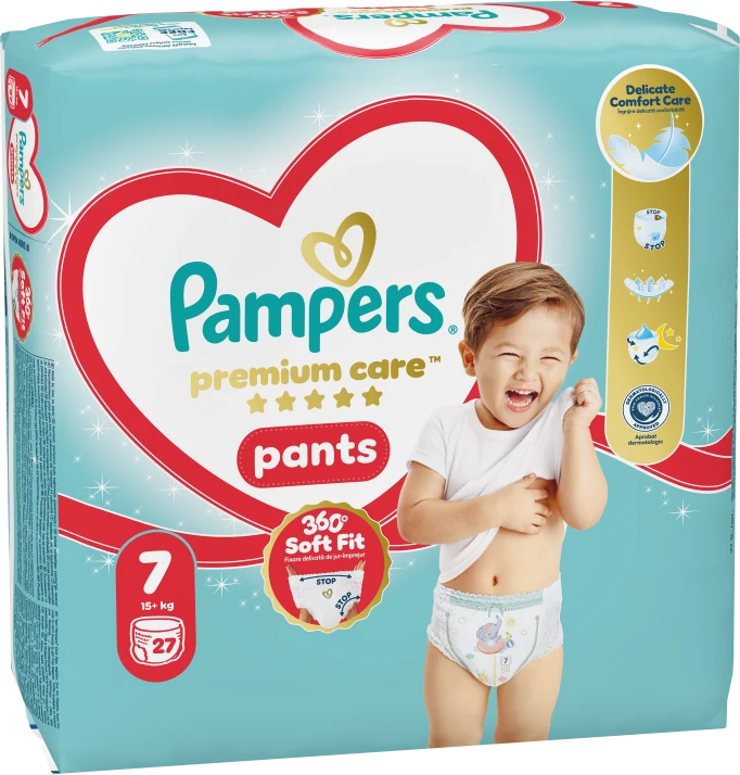 Pampers Premium Care Pants Sauskelnės, 7 Dydis, 27 Sauskeln