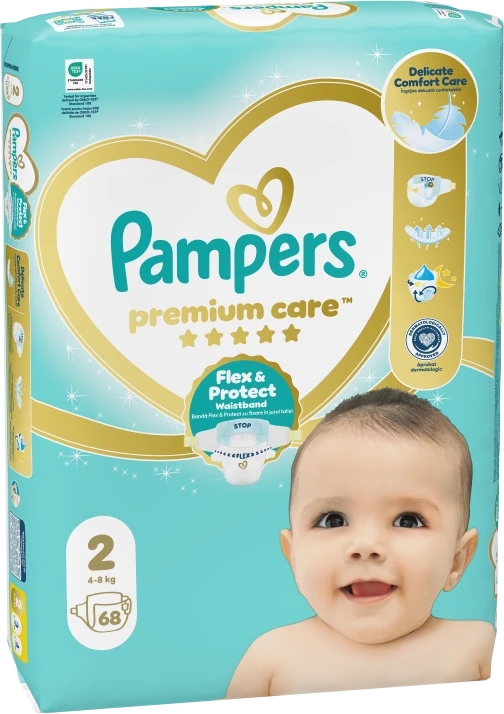 Pampers Premium Care Sauskelnės, 2 dydis (Mini), 68 vnt., 4-8 kg