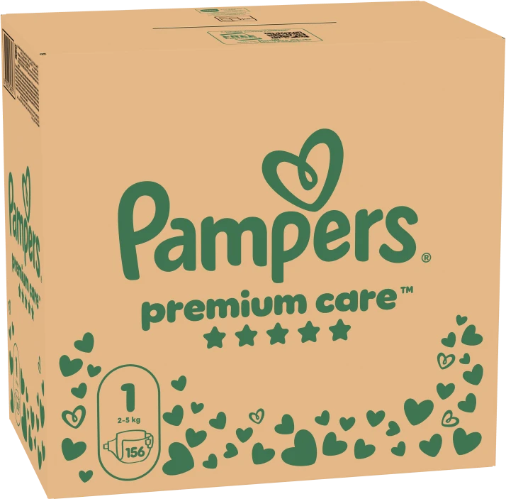 Pampers Premium Care Tape Sauskelnės, 1 Dydis, 156 vnt., 2–5 kg