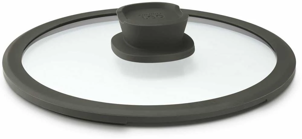 BergHOFF Stone+ 20 cm stiklinis dangtis - skaidrus su garų anga, silikoniniu kraštu ir vėsiu laikymo mygtuku