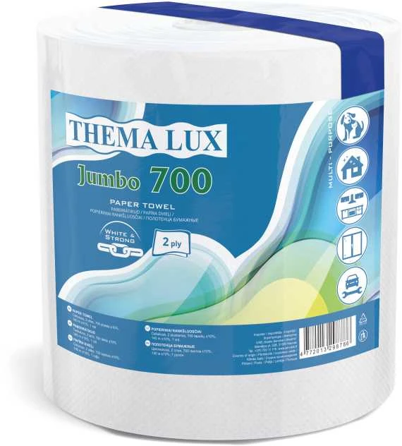 Thema Lux Sourcing Tiekimo popieriniai rankšluosčiai, 1 ritinėlis, 700 lapų, 140 metrų, 2 pl.