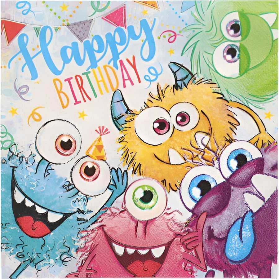 Papstar Servetėlės Funny Monsters 33x33cm 3-sluoksnių 20vnt