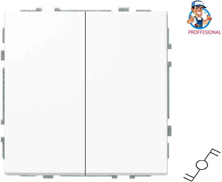 Perjungiklis LIREGUS MODERN, 2klav., mat. baltos spalvos