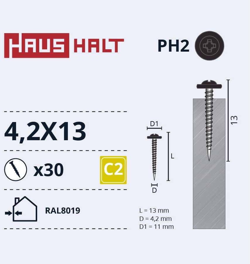 Savisriegiai Haushalt, DIN 14566, 4,2 x 13 mm, 30 vnt.