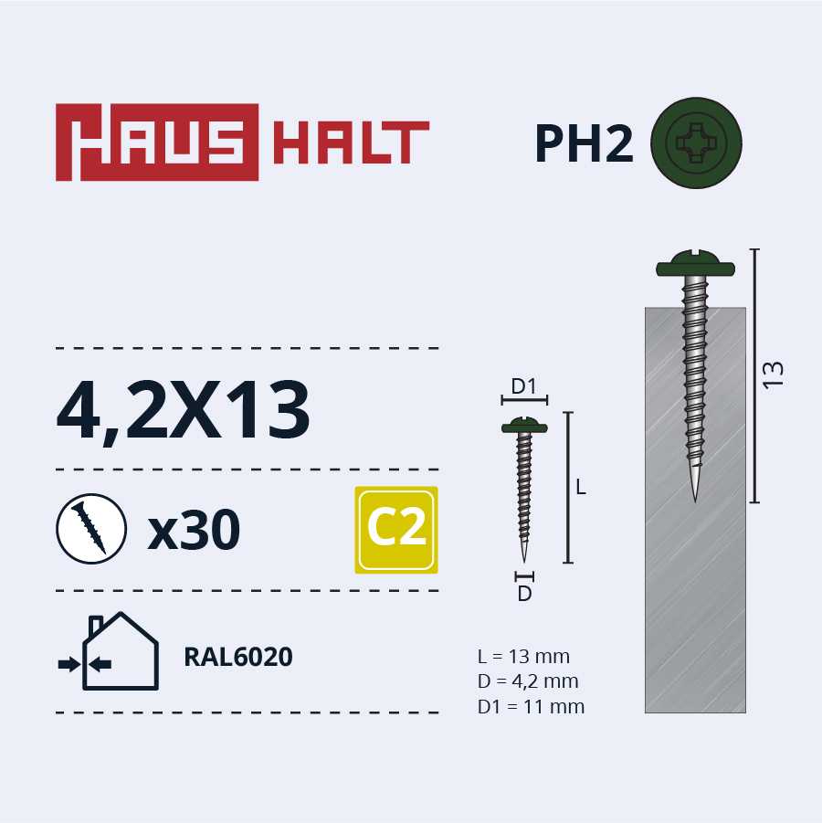 Savisriegiai Haushalt, DIN 14566, 4,2 x 13 mm, 30 vnt.