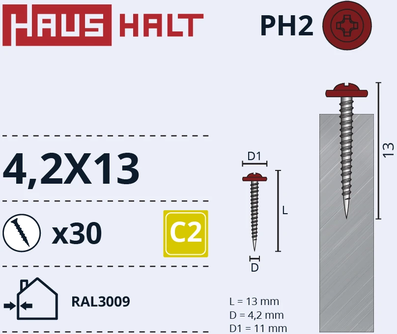 Savisriegiai Haushalt, DIN 14566, 4,2 x 13 mm, 30 vnt.