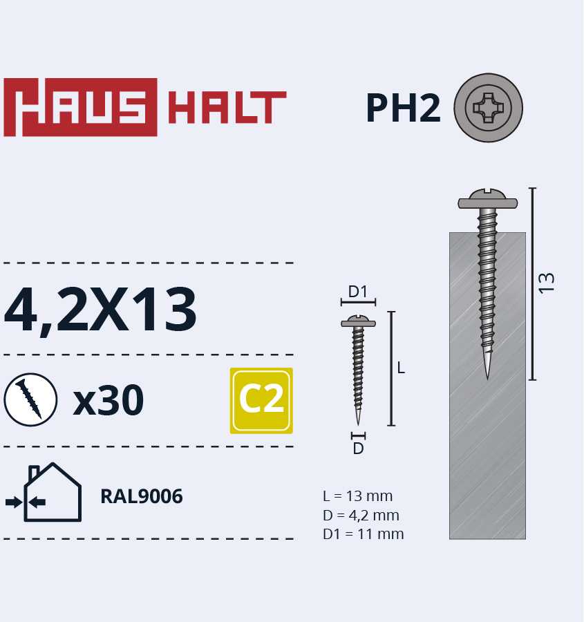 Savisriegiai Haushalt, DIN 14566, 4,2 x 13 mm, 30 vnt.