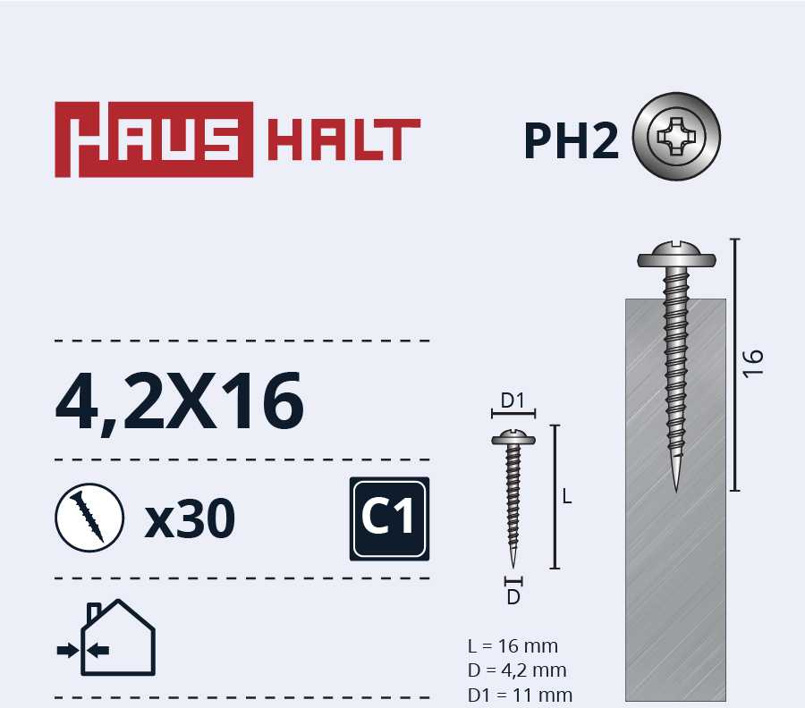Savisriegiai Haushalt, DIN 14566, 4,2 x 16 mm, 30 vnt.
