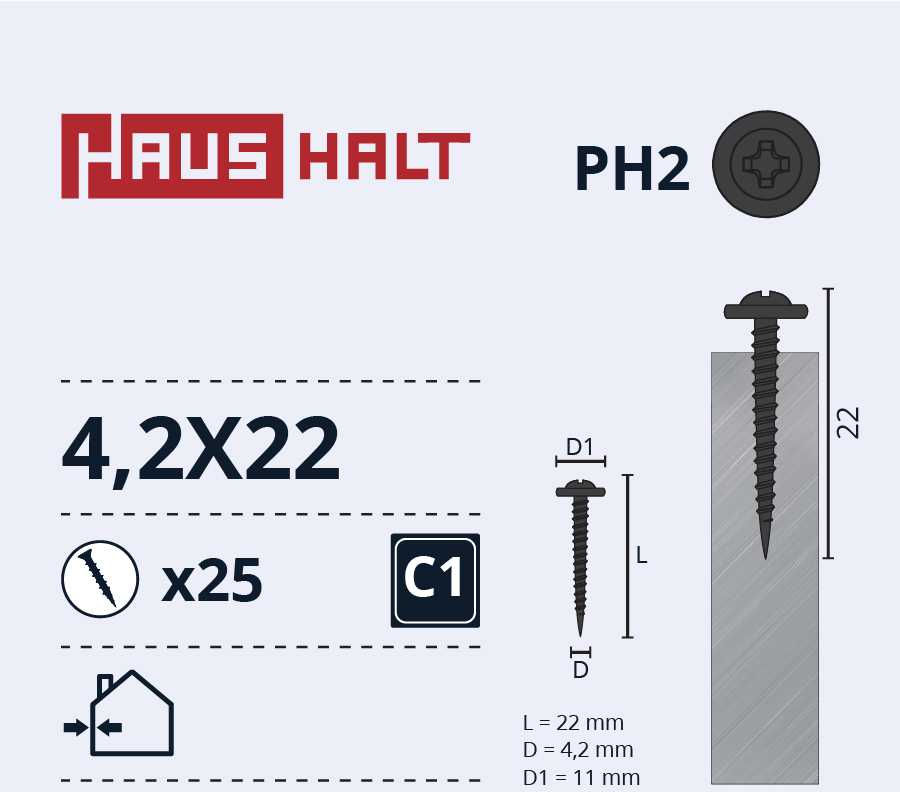 Savisriegiai Haushalt, DIN 14566, 4,2 x 22 mm, 25 vnt.