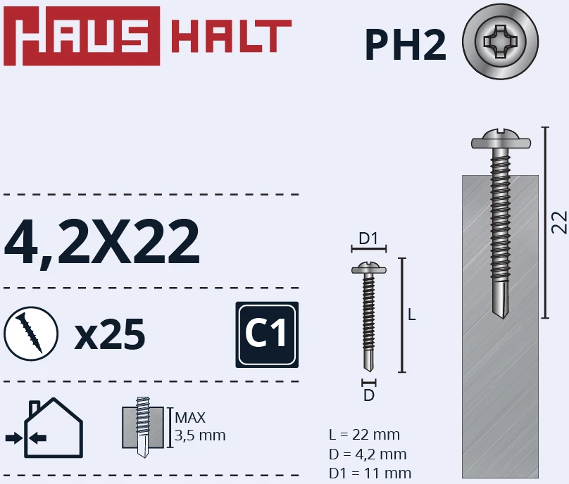 Haushalt „Memorysolution“ savisriegis 4,2x22 metalas/metalas+grąžtas ZN 25 vnt.