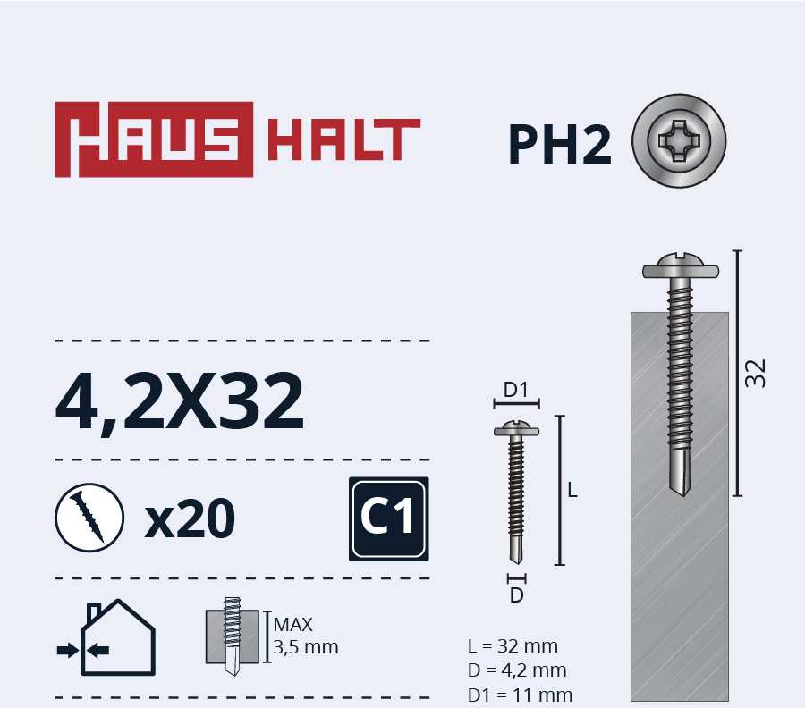 Haushalt „Memorysolution“ savisriegis 4,2x32 metalas/metalas+grąžtas ZN 20 vnt.