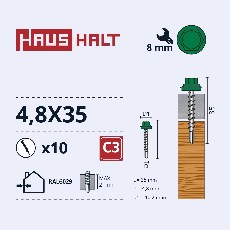 Savisriegiai Haushalt, DIN 7504K, 4,8 x 35 mm, 10 vnt.
