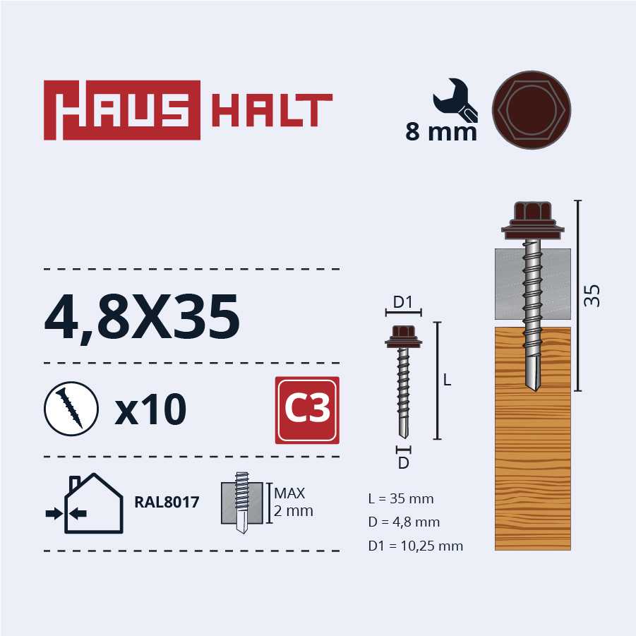 Haushalt „Memorysolution“ savisriegis 4,8x35 mediena + EPMD RAL8017 10 vnt.