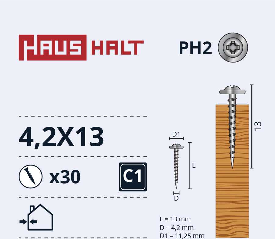 Savisriegiai Haushalt, DIN 14566, 4,2 x 13 mm, 30 vnt.