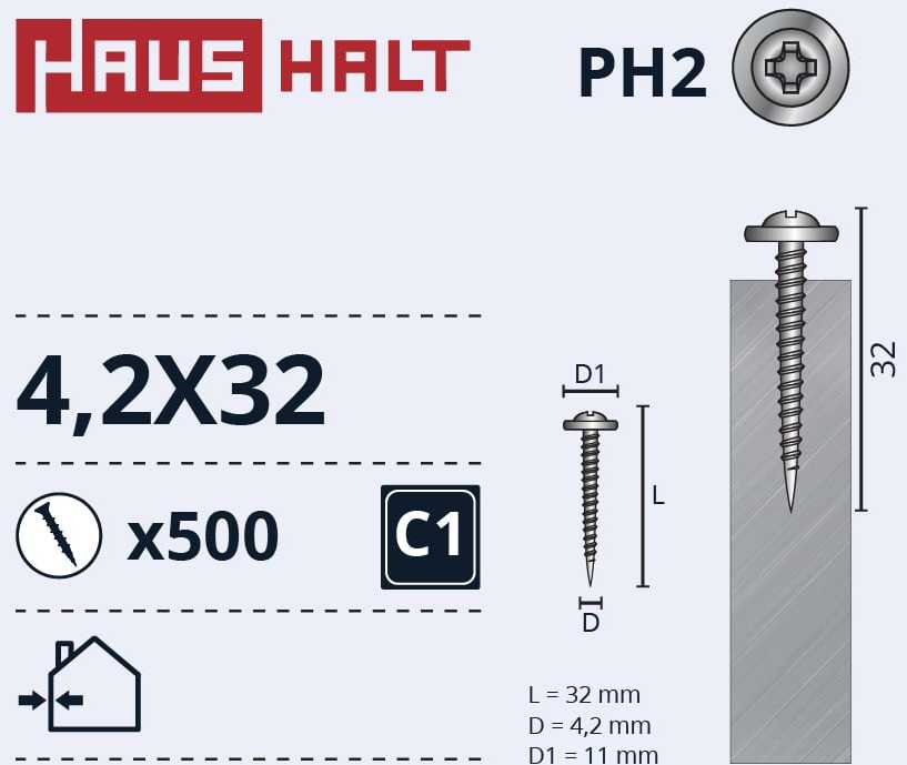 Savisriegiai Haushalt, DIN 14566, 4.2 x 32 mm, 20 vnt.