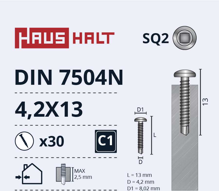 Savisriegiai Haushalt, DIN 7504N, 4,2 x 13 mm, 30 vnt.