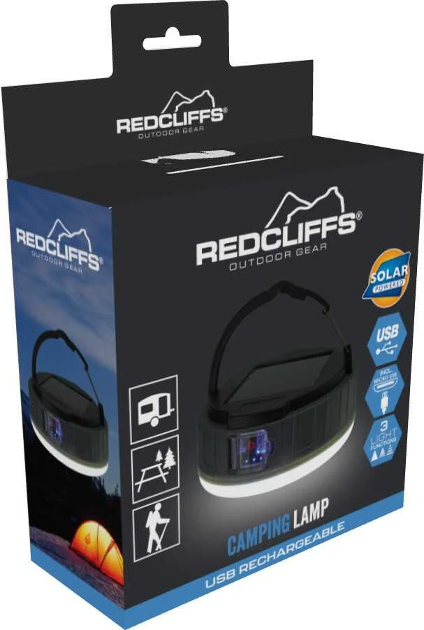 Kempingo lempa su saulės energija ir USB „Redcliffs“