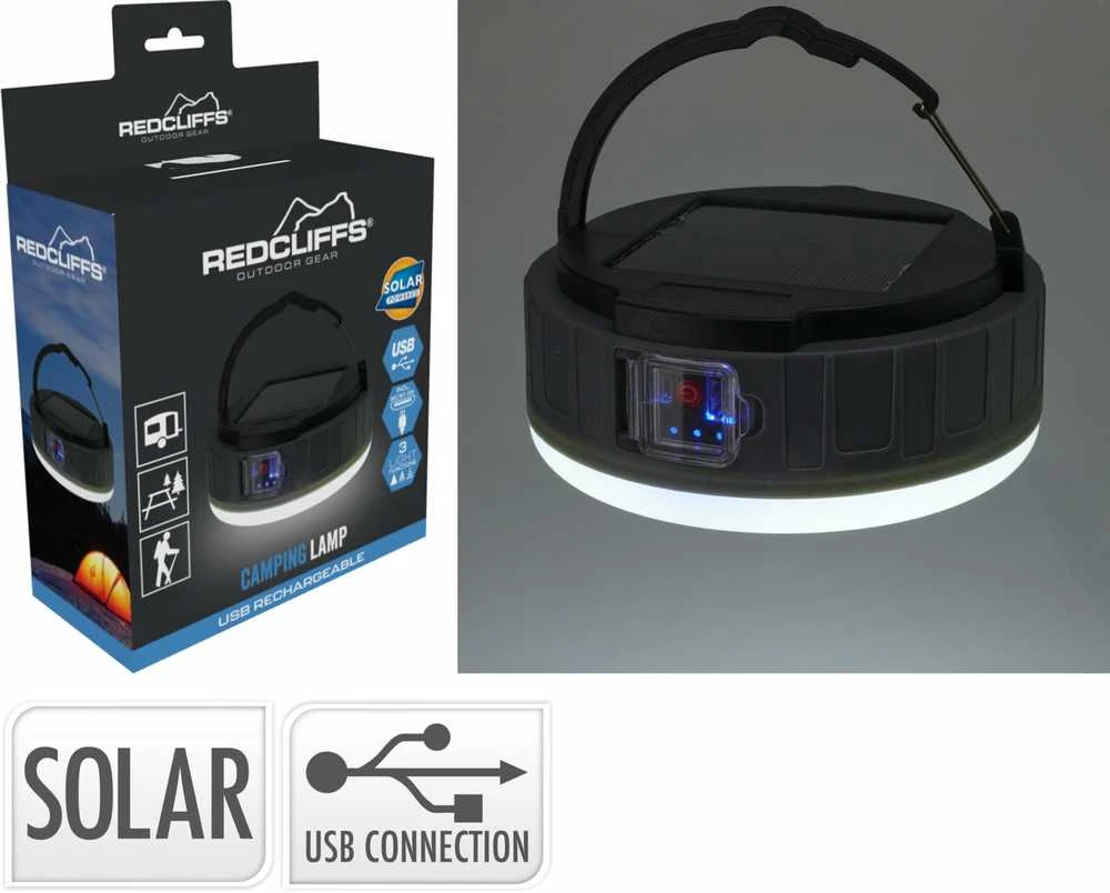 Kempingo lempa su saulės energija ir USB „Redcliffs“
