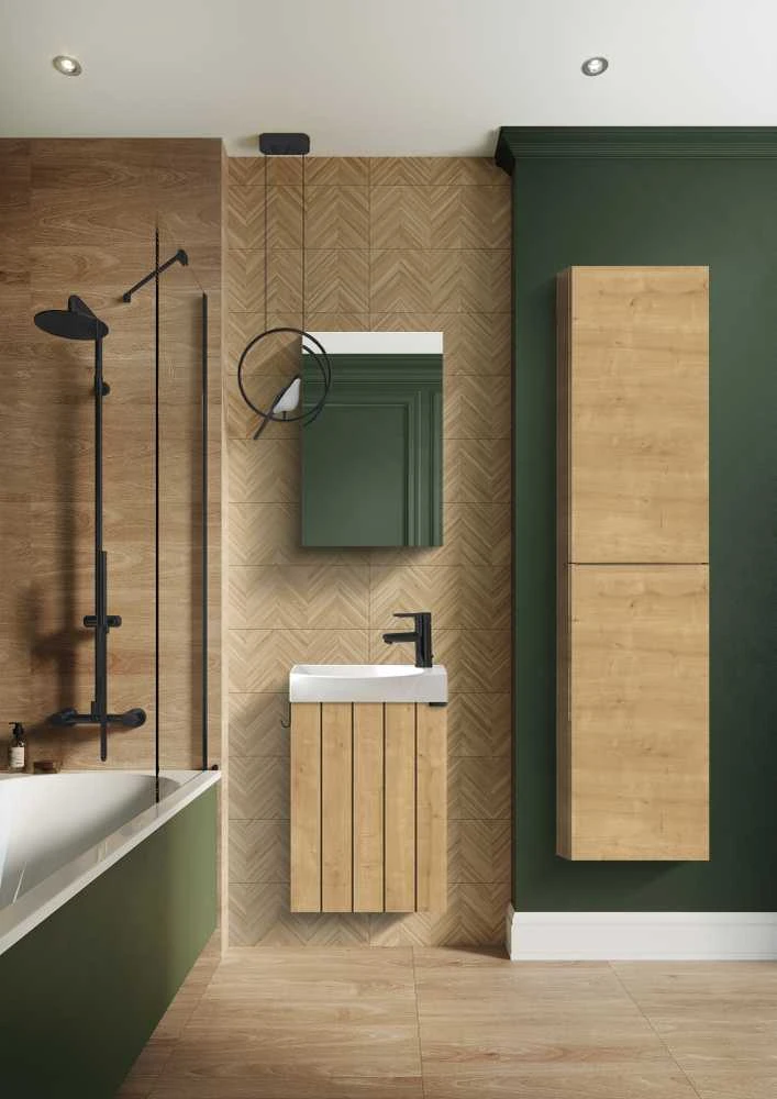 Masterjero CABINET HUNG LAMELLO 45 WITH WASHBAS OAK