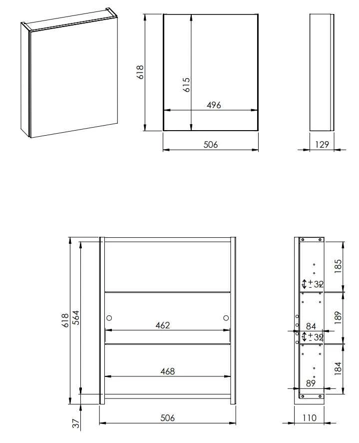 Elita SPINTELĖ SU VEIDRODŽIU BASIC 50 CM