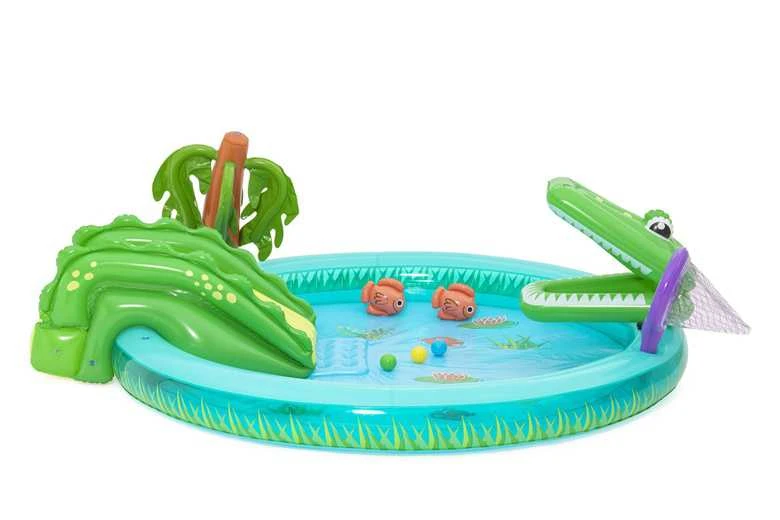 Bestway pripučiama žaidimų aikštelė CROCODILE čiuožykla + purkštuvas + kamuoliukai 53166