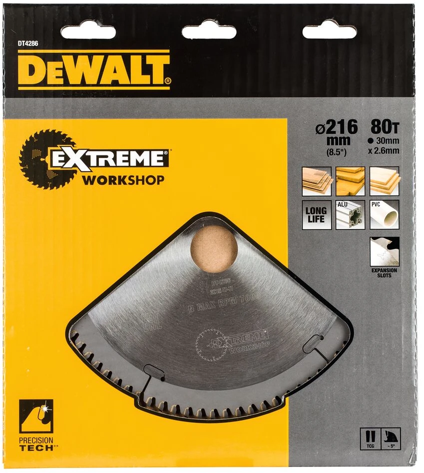 Pjov. diskas medienai DeWalt 216mmx30mm 80T